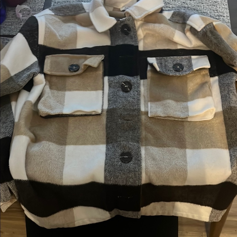 Plaid Button-Up Jacket